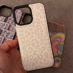 Leopard Print Wallet Phone Case - Cream